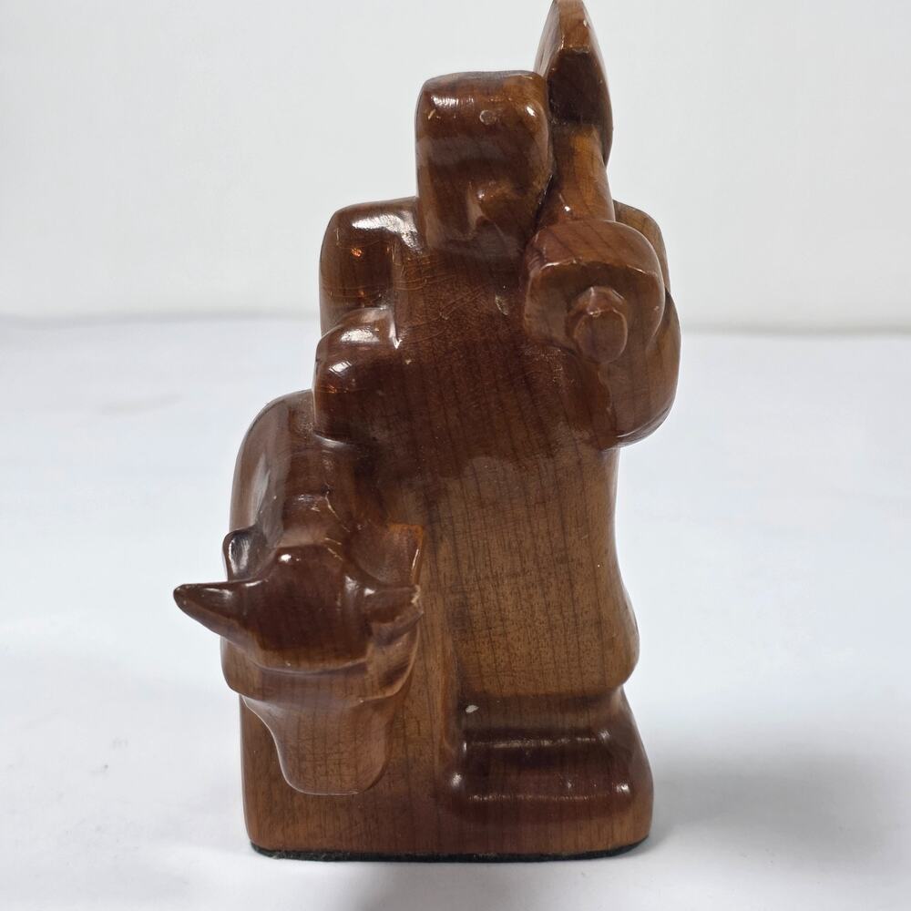 Vintage Folk Art Wood Carving Man With Bull Sculpture Hand Carved 5.5” Rustic